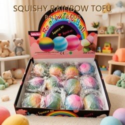 SQUISHY RAINBOW TOFU BALL X12