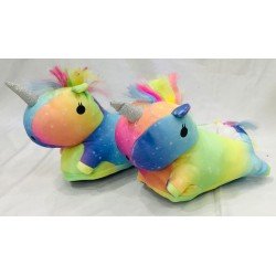 Pantufla unicornio multicolor